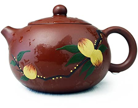 Teekanne, 193 ml, chinesische Yixing-Ton, Xishi-Töpfe, roter Pfirsichfarben, lange Lebensdauer, Rot