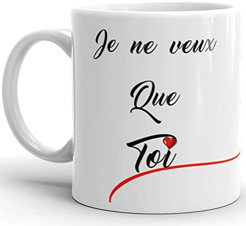 Kalféa Mug amour je t'aime je ne veux que toi tasse céramique idée cadeau originale femme homme love fête anniversaire Noël Saint Valentin fille garçon epoux epouse déclaration 325ml