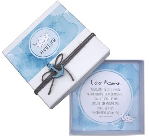 ZauberDeko Geldgeschenk Verpackung Personalisiertes Geschenk Boot Blau Kommunion Konfirmation Taufe
