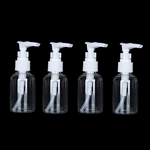 Lot de 4 flacons à Pompe vides en Plastique Transparent de 50 ML Rechargeables pour Savon Liquide, shampoing, Lotion