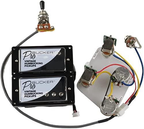 alljita 1 Set Alnico 5 Humbucker ProBucker Tonabnehmer mit Push-Pull-Schalter Topf mit Leiterplatte, Doppelspulentonabnehmer für Epiphone LP Gitarren (Chrom Bk Rahmen)