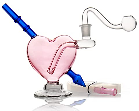 Mini Bong 10mm Portable Oil Burner Glass Water Bong Smoking Pipe Bubbler Bong Small Oil Dab Rigs for Smoking Bongs Glass Pipe Send Silicone Hose (Pink Mini Bong)
