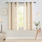 Jubilantex Lot de 2 rideaux semi-transparents à carreaux de buffle brun clair et blanc, rideaux texturés à carreaux de style rustique pour cuisine, petites fenêtres de 101,6 x 137,2 cm
