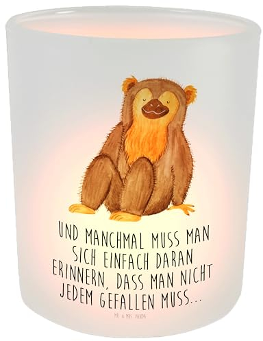 Mr. & Mrs. Panda Windlicht aus Glas AFFE - Geschenk, Teelichthalter, Wildtiere, Windlicht Zur Hochzeit, Windlicht Glas, Kerzenlicht, Afrika,