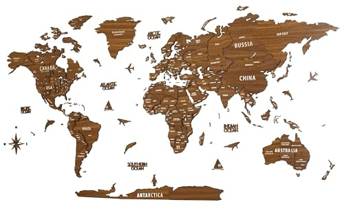 Colorfull Worlds 3D Wooden World Wall Art, Multilayered Travel Wall Art with States and Capitals, Wall Decor For The New House, Office Decor, Birthday Gift (2XL, Orion)