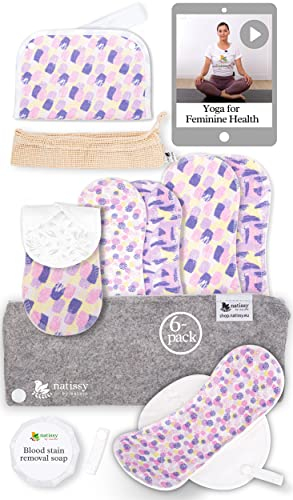 Öko Stoffbinden waschbar mit rutschfestem Druck aus Bio Baumwolle für leichte Blutung (Größe S+M, 6er-Pack); waschbar bei hoher T°; kleine & dünne Binden für Damen & Mädchen für bequeme Periodentage