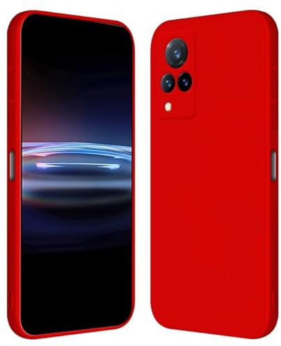 RankOne Coque pour Vivo V21 5G (6.44 inches) Étui en Silicone TPU Souple - Rouge de Chine