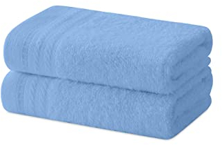 Degrees Home – Set mit 2 Bidet-Handtüchern, Badetüchern, kleinen Handtüchern, 100 % Baumwolle, 480 g/m², Maße 30 x 50 cm - HIMMELBLAU