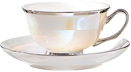 FEMUN,Tea Cup Set,Cup And Saucer Set,Cup And Saucer - Small Tea Cups,Espresso Cups,Ceramic Coffee Mug - Coffee Mug,Tea Cups And Saucers,Mug Set - 7.8oz,5.9L X 5.9W X 3.4H - Suitable For Milk, Latte