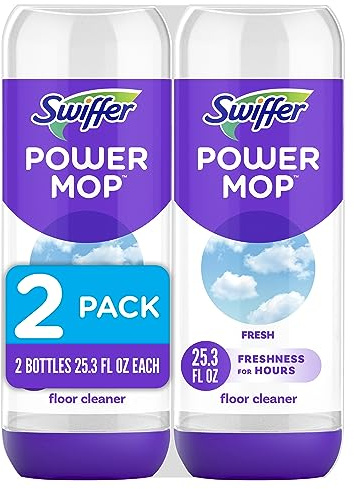 Swiffer PowerMop Floor Cleaning Solution with Fresh Scent, PowerMop Refills, Floor Cleaner for Mopping, 25.3 fl oz, 2 Pack