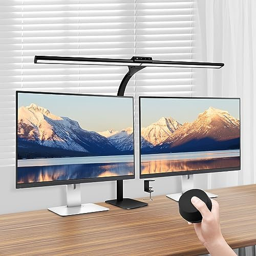 WIAONE LED Desk Lamp, Hand-Sweep Architect Desk Lamps for Home Office, 31.5’’ Office Lighting with Led Display, LED Desk Light for Office with Clamp for Monitor Study Crafting Reading