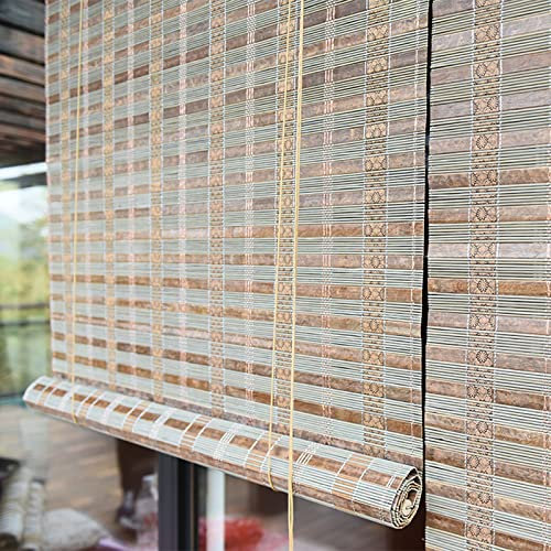 V3VOGUE Bambusrollo Im Japanischen Stil, Natur Holzrollo Jalousien, Sonnenschutz, Atmungsaktiv, Seitenzug Raffrollo Für Innenfenster, Außen, Balkon, Küche, Fenster Sichtschutz Rollo
