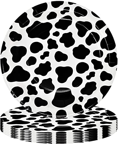 16 Pièces Assiettes En Papier Imprimé Vache 9 Pouces, Assiettes En Papier De Fête D'Animaux De La Jungle, Vaisselle De Fête à Thème De La Jungle Pour Fournitures De·Fête D'Anniversaire Pour Enfants