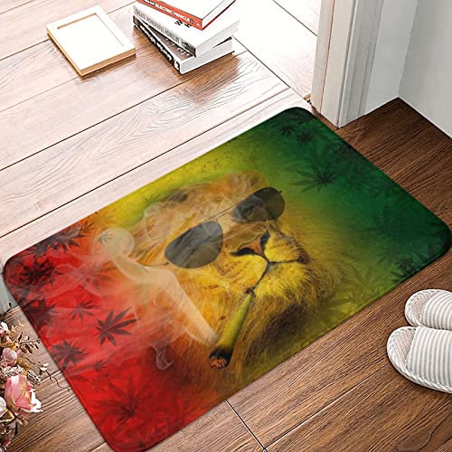 Saugstarke Türmatte Rasta Lion Judah Mit Sonnenbrille, Der Jamaikanischen Reggae Raucht 40X60Cm Türmatte Schmutz Widerstehen Fußmatte Dauerhaft Sauberlaufmatte Für Außen Badezimmer Innen