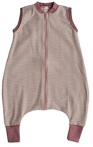 Lilano, Schlafsack mit Bein, geringelt, Merinowolle (kbT), Seide, 210 g/m² (Mauve/Natur, 74-80)
