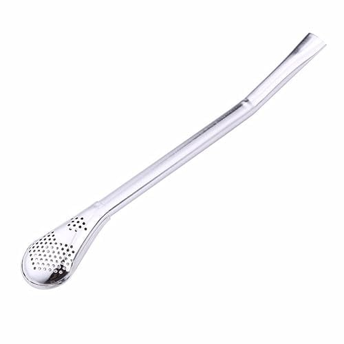 Stainless Steel Yerba Mate Tea Gourd Bombilla Drinking Straw Filtered Spoon Filter Stirrer Silver