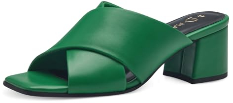 MARCO TOZZI Damen Sandalen mit Absatz mit Überkreuztem Riemen Elegant, Metallisch (Grün), 38 EU