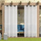 XNSHUN Lot de 2 rideaux d'extérieur imperméables et transparents avec œillets - 243 x 132 cm (H x l) - Blanc transparent - Pour balcon, terrasse - Imperméables - Brise-vue - Protection solaire