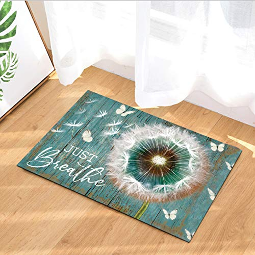 Fußmatte für drinnen und draußen, rustikales Blumenmuster, türkis, Pusteblumen, langlebig, rutschfest, Badteppich, dekorativ, Terrasse, Garage, Garten, Küche, Türmatten, Veranda, Geschenke, Matten, 50