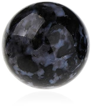NKlaus Kugel Gabbro Mystic Merlinite, 40mm, Meditation und Massage, 1 Stück | Natürlicher Edelstein mit dunkler, markanter Musterung; auch zur Dekoration