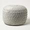 Homescapes Grace Plissee-Hocker geflochten 50x35 cm, Samt-Pouf grau, Sitzpouf rund mit Sitzsack-Füllung