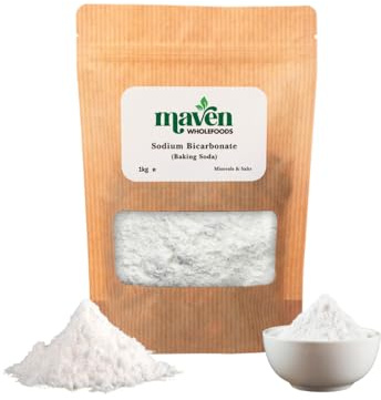 Maven Wholefoods Sodium Bicarbonate 1kg | Food Grade Baking Soda | Aluminium Free Multipurpose Powder for Baking, Cleaning & Deodorising | Natural Household & Bath Soak Use | Vegan & Additive Free