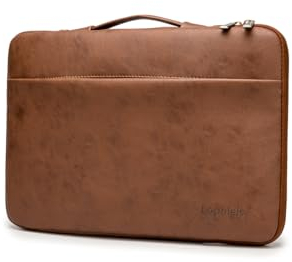 Lopoleis® Sac pour ordinateur portable, sac de travail, en cuir synthétique, pour homme et femme, avec poignée, pour MacBook Chromebook, marron, 14 Zoll