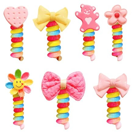 7 Stück Bunte Haargummis, Telefonkabel-Haargummis, Spiral-Haargummis Für Kinder, Kunststoff-Haargummis, Pferdeschwanzhalter, Elastische Locken-Haargummis, Süße Haargummis Für Mädchen
