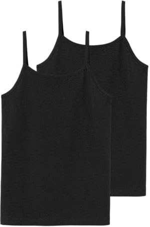 NAME IT Mädchen Nlfnove Strap Short 2p Noos Trägertop, Schwarz, 146-152 EU