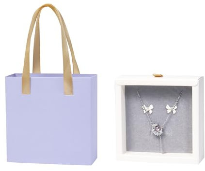 8,5× 8,5× 3cm Kleine Geschenkbox, Schmuck Geschenkbox Ohrring Armband Halskette Geschenkbox, Papier Schmuckschachtel mit Deckel für Geburtstag Hochzeit Valentinstag(Lila)