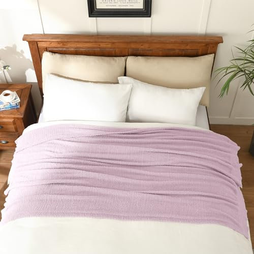 JOOJA Coperta per letto matrimoniale super morbida coperta per divano, comoda coperta in pile felpato, regalo per donne, leggera, per soggiorno, divano, 150 x 203 cm, lilla