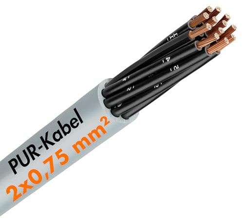 10 Meter Lapp 1312852 Ölflex Classic 400 P Steuerleitung 2x0,75 mm² grau ohne grün-gelben Schutzleiter I PUR Kabel UV-beständig I ozon-, hydrolyse- und witterungsbeständig I Steuerkabel 2 adrig