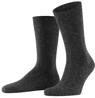FALKE Herren Socken Lhasa Rib M So Wolle Kaschmir einfarbig 1 Paar, Grau Anthracite Melange 3080, 47-50
