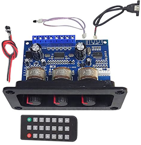 Koawensa 2X25W+50W 2.1 Channel Bluetooth 5.0 Subwoofer Class D Audio Amplifier Board Kit with DC Female+USB Cable+Remote Control