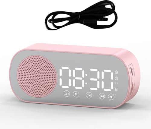 GOSIA Enceinte Bluetooth sans avec Radio-Réveil et Horloge en ABS pour ou Le Bureau, Rose