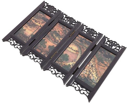 ABOOFAN Mini Paravent Petits Séparateurs Chinois Séparateur À 4 Pliants Meubles Antique Laque Chinoise Bureau Décoration Asiatique pour Bureau À Domicile