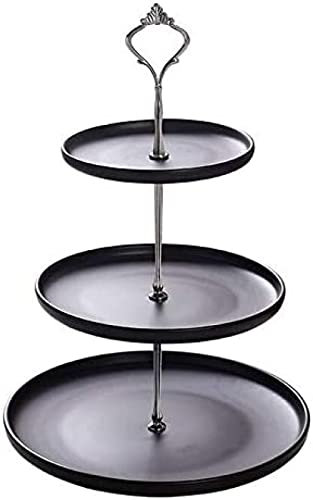 Matte Black Display Stand, Modern 3 Tier Countertop Fruits Bowl, for Fruits Vegetables Bread Snacks Potpourris, 15 X 20 X 25 X 37 Cm,Silver