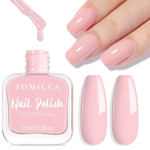 TOMICCA Vernis à Ongles Pink Rose, 15ml Brillant Séchage Rapide & Longue Durée, Décollable à Base d'eau Vernis à Ongles pour DIY Nail Art Manucure