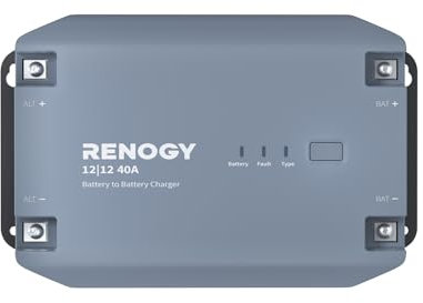 Renogy DC to DC Battery Charger 12V 40A, Intelligent Converter for Flooded, Gel, AGM, and Lithium Batteries, for RVs, Truck, Motorhome, Commercial Vehicles, Boats and Yachts