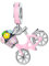 GOUWO Charms aus 925er Silber mit rosa Fahrrad und Blumen kompatibel mit Pandora Armband und Halskette Schmuck für Frauen Mutter Tochter Geburtstag Halloween Muttertag Valentinstag Geschenke