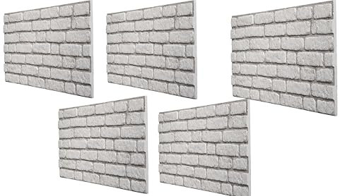 Turkish Zone 3D Wall Panel 5 Pack 2.5 sq.m. 26.91sq.ft- Floor-to-Ceiling Polystyrene Panel Stone Look for Kitchen, Bathroom, Balcony, Bedroom, Living Room, Kitchen Back Wall and Patio 5 panels (White)