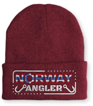 tshirtladen Beanie Norway Angler Wintermütze lustige Mütze mit Spruch, Farbe: Bordeaux