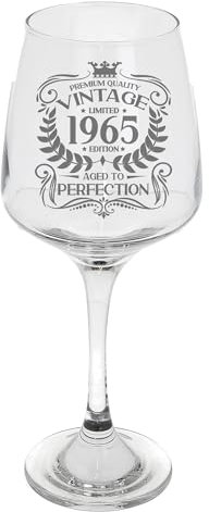 Always Looking Good 60th Birthday Gift Vintage 1965 Aged to Perfection Engraved Large Wine Glass Present for 60 Year Old Etched 400ml Wine Glass