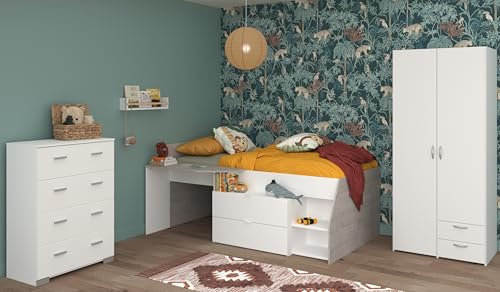 Parisot Kinderzimmer 3-teilig Milky 12 Weiß/Grey Loft