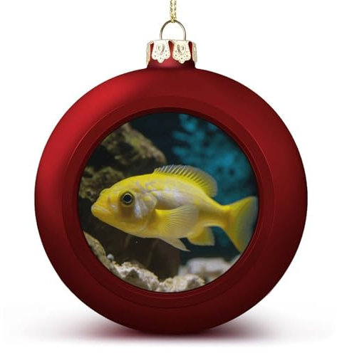 2024 Weihnachtskugel-Ornamente, groß, bruchsicher, gelbe Fische, Weihnachtsbaumschmuck, Kugeln, roter Stil, hängende Weihnachtsschmuck für Weihnachtsbaum, Feiertagsdekoration