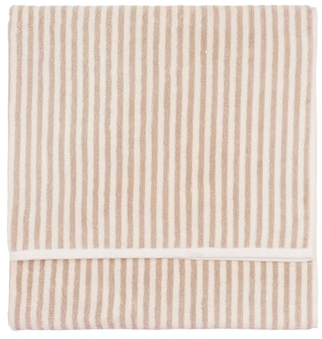 Yard Hebden Badehandtuch – Ultra Weich 100% Baumwolle Frottee Gestreift Luxus Badezimmer Handtuch (Natürlich – 100x150cm)