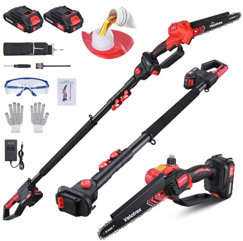 Velotrex Electric Cordless Pole Saw, 8 Inch Brushless Pole Chainsaw for Tree Trimming