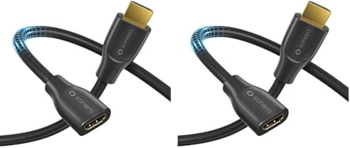 Sonero® rallonge Premium High Speed ​​HDMI 4K, prise HDMI A vers prise HDMI A, contacts plaqués or, double blindage, 1,00m (Lot de 2)