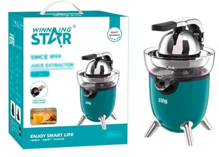 Spremi Agrumi Potente in Acciaio inox Inossidabile per un Succo Fresco Sano, con manico per la premitura Facile Senza Sforzo 100w, Ideale per alta resa e polpa secca Design Moderno, Turchese