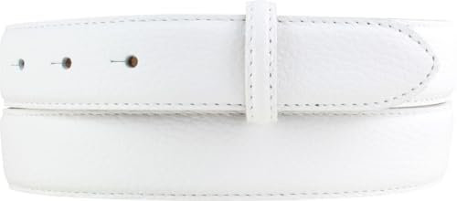 BELTINGER Gürtel mit Pigmentprägung und Steppnaht ohne Schnalle 3 cm | Modischer Ledergürtel für H-Schnalle 30mm Damen Herren | Jeans-Gürtel 3cm | Weiß 85cm